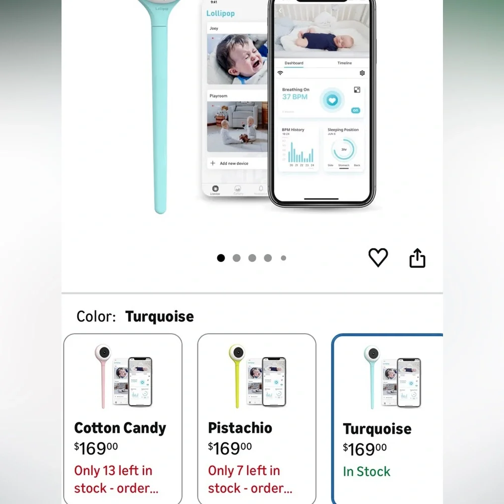 Lollipop smart Baby Monitor with true crying detection